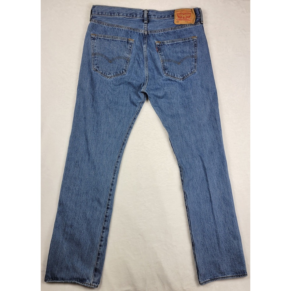 Levi's 501 Straight Leg Jeans Mens W36 L34 Blue Classic‎ Denim Pants - Picture 4 of 10